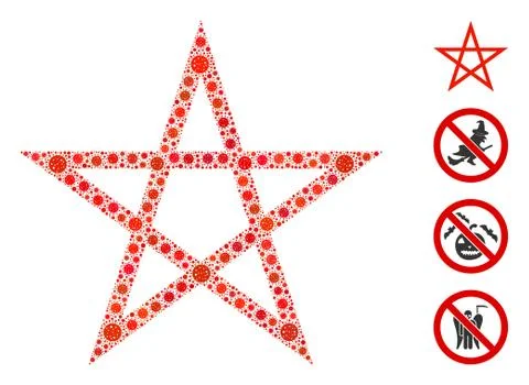 Star Pentagram Mosaic of CoronaVirus Elements Stock Illustration