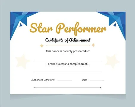 Star Performer Certificate Template, Modern Achievement Award Diploma Design Illustrazione stock