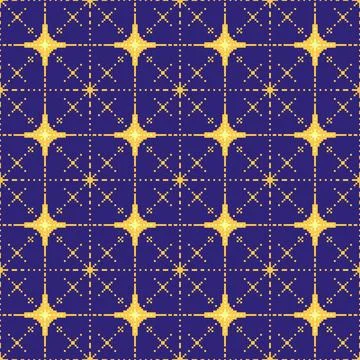 Star Pixel Seamless Pattern 스톡 일러스트