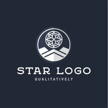 Star Polaris sharp white flat style lights twinkle quality mark logo icon modern イラスト素材