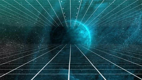 Star pulse starting, white grid and top lines advancing, teal planet Stock Footage 329576395