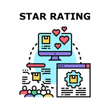 Star rating feedback system evaluating customer satisfaction Stock Illustration