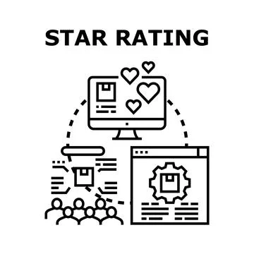 Star rating feedback system evaluating customer satisfaction Stock Illustration