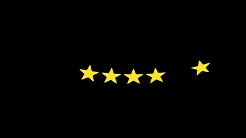 Star Rating Icons Interactive Hit and Bounce Animation Black Background Stock Footage 332645381