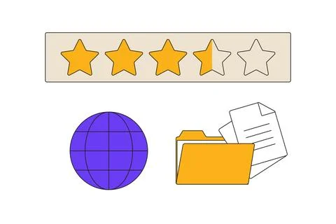 Star rating, internet, document folder, neobrutalism, y2k interface, retro .. Stock Illustration