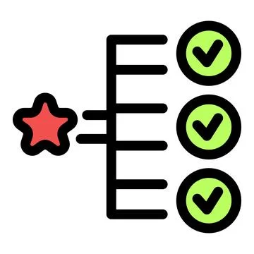 Star rating leading to multiple checkmarks, achieving customer satisfaction イラスト素材