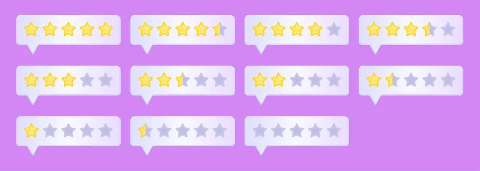 Star rating with light 3D effect Illustrazione stock