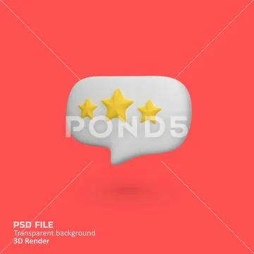 Star rating notification isolated 3d render icon illustration Modello PSD