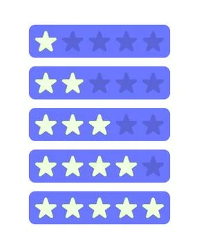 Star rating progress levels flat UI data visualization element set Stock Illustration