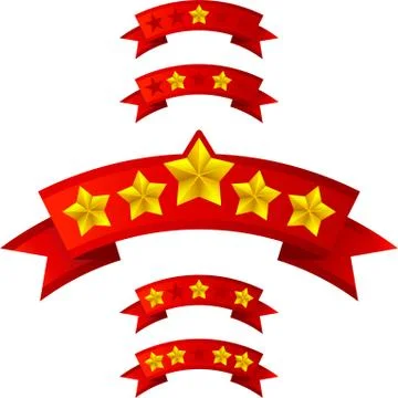 Star rating ribbons. From one to five stars. Stock Illustration