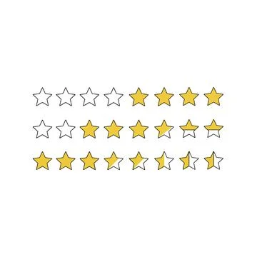 Star rating system vector icons set - customer review score UI elements 스톡 일러스트