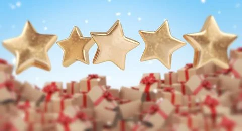 Star Rating zero up to five pile of Christmas gifts 3d-illustration Star R... Stock Photos