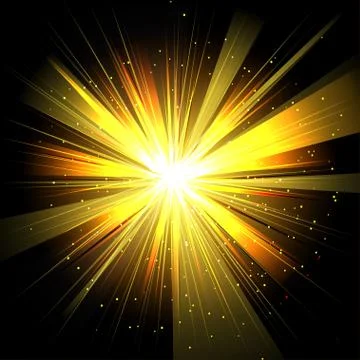 Star with rays white yellow in space isolated and effect tunnel Stock Illustration