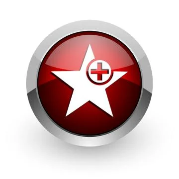 Star red circle web glossy icon. Illustrazione stock