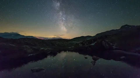Star reflection time lapse of the Milky Way 스톡 동영상 97505300