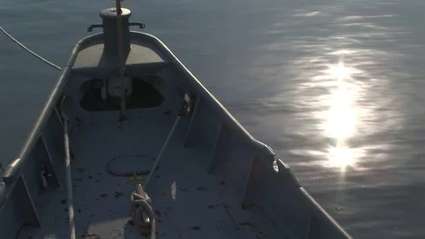 Star reflections next to bow on Coast Guard Cutter in Baltimore, Maryland US Stock Footage 105691478