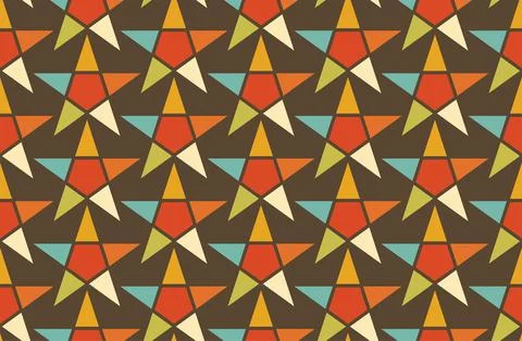 Star retro pattern dark geometric aged disco flat Stock Illustration