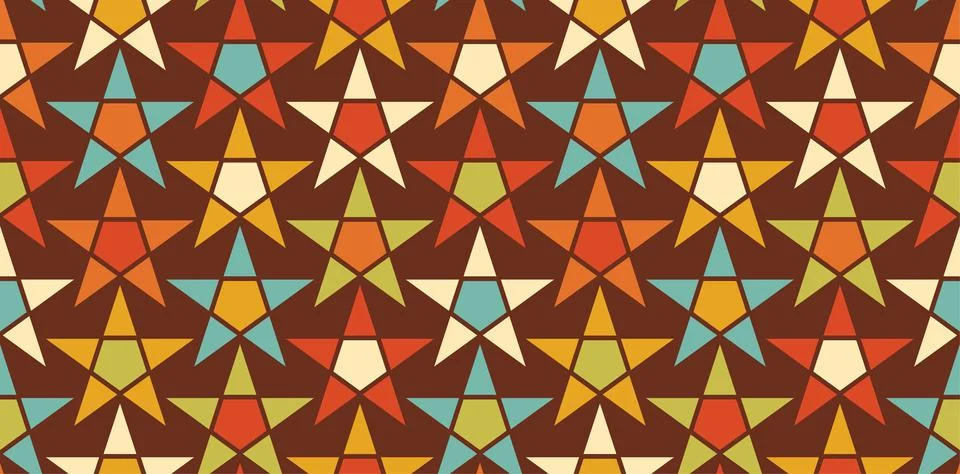 Star retro pattern dark geometric aged disco flat Stock Illustration