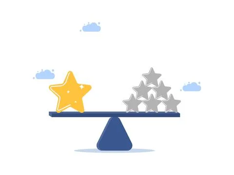 Star on the scale. Balance between quality work and non quality work. vector  Stock Illustration