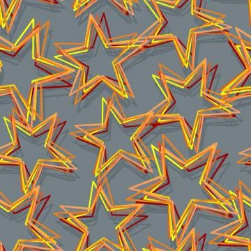 Star seamless pattern. Abstract 3d star texture. Fabric ornament. Linear star Illustrazione stock