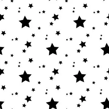 Star seamless pattern. Black and grey retro background. Chaotic elements. Abs イラスト素材