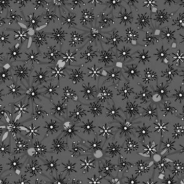 Star seamless pattern. Black and white cute background. Chaotic elements Stock Illustration