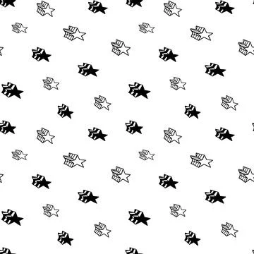 Star seamless pattern, black and white hand-drawn tree doodle digital paper Stock Illustration