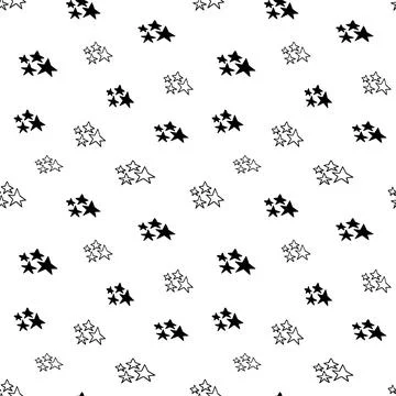 Star seamless pattern, black and white hand-drawn tree doodle digital paper Stock Illustration