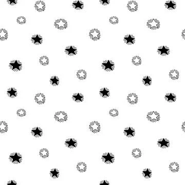 Star seamless pattern, black and white hand-drawn tree doodle digital paper Stock Illustration