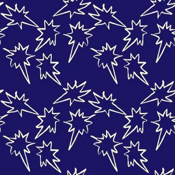 Star seamless pattern. Grunge vector dry brush illustration. Stock Illustration