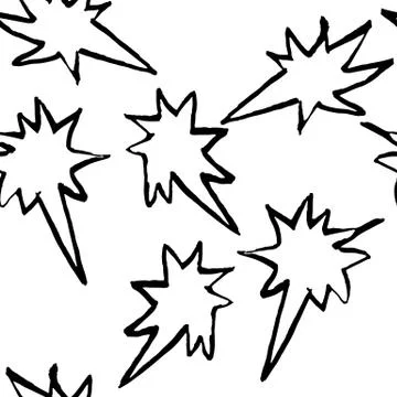 Star seamless pattern. Grunge vector dry brush illustration. Illustrazione stock