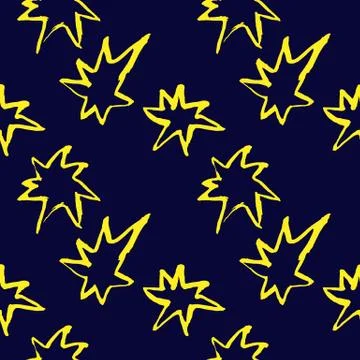 Star seamless pattern. Grunge vector dry brush illustration. Illustrazione stock