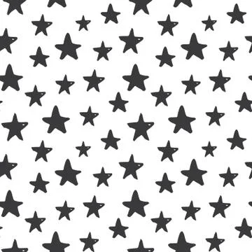Star seamless pattern, Hand drawn sketched doodle stars, vector illustration 스톡 일러스트