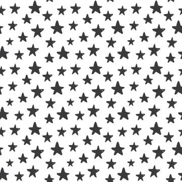 Star seamless pattern, Hand drawn sketched doodle stars, vector illustration Illustrazione stock