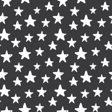Star seamless pattern, Hand drawn sketched doodle stars, vector illustration 스톡 일러스트