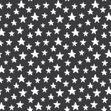 Star seamless pattern, Hand drawn sketched doodle stars, vector illustration 스톡 일러스트