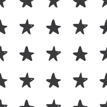 Star seamless pattern, Hand drawn sketched doodle stars, vector illustration Illustrazione stock