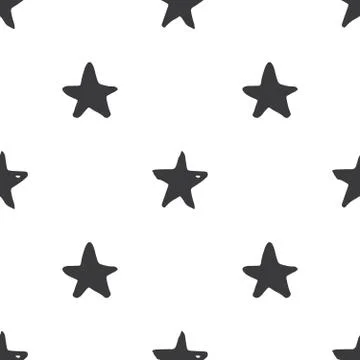 Star seamless pattern, Hand drawn sketched doodle stars, vector illustration Illustrazione stock