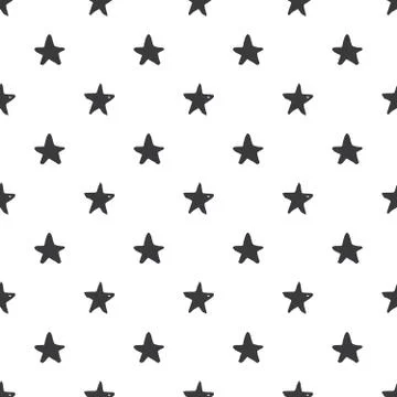 Star seamless pattern, Hand drawn sketched doodle stars, vector illustration Stock Illustration