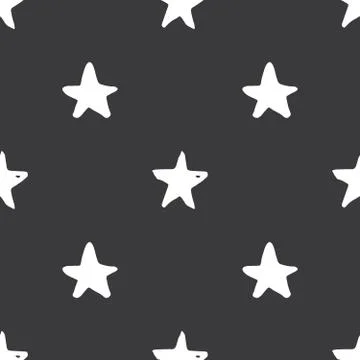 Star seamless pattern, Hand drawn sketched doodle stars, vector illustration Stock Illustration
