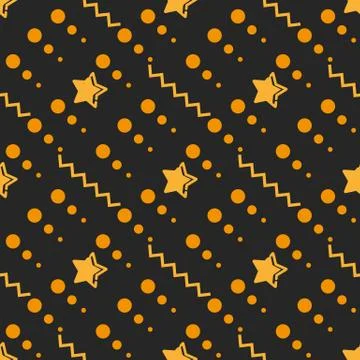 Star Seamless Pattern, Hand Drawn Sketched Doodle Stars, Vector Illustration Illustrazione stock