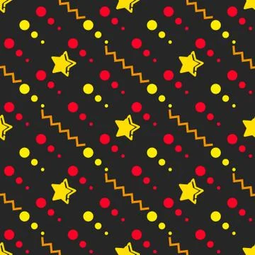 Star Seamless Pattern, Hand Drawn Sketched Doodle Stars, Vector Illustration 스톡 일러스트