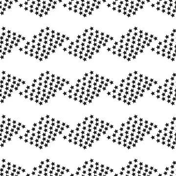Star seamless pattern. White and grey retro background. Chaotic elements Stock Illustration