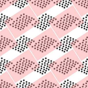 Star seamless pattern. White and grey retro background. Chaotic elements Stock Illustration