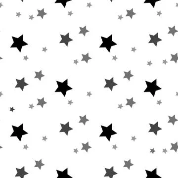 Star seamless pattern. White and grey retro background. Chaotic elements. Abs イラスト素材