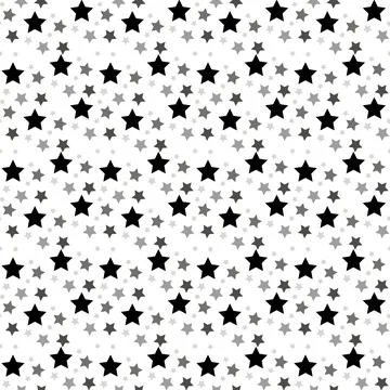 Star seamless pattern. White and grey retro background. Chaotic elements. Abs Stock Illustration