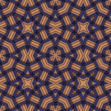 Star seamless pattern. Woven pattern of lines. Stock Illustration