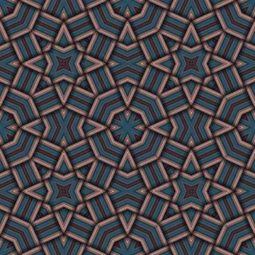 Star seamless pattern. Woven pattern of lines. Stock Illustration