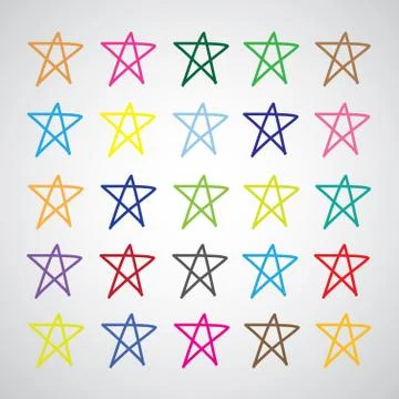 Star set  hand drawn Stock Illustration