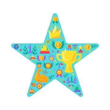 Star Shape Banner with Sport Elements Illustrazione stock
